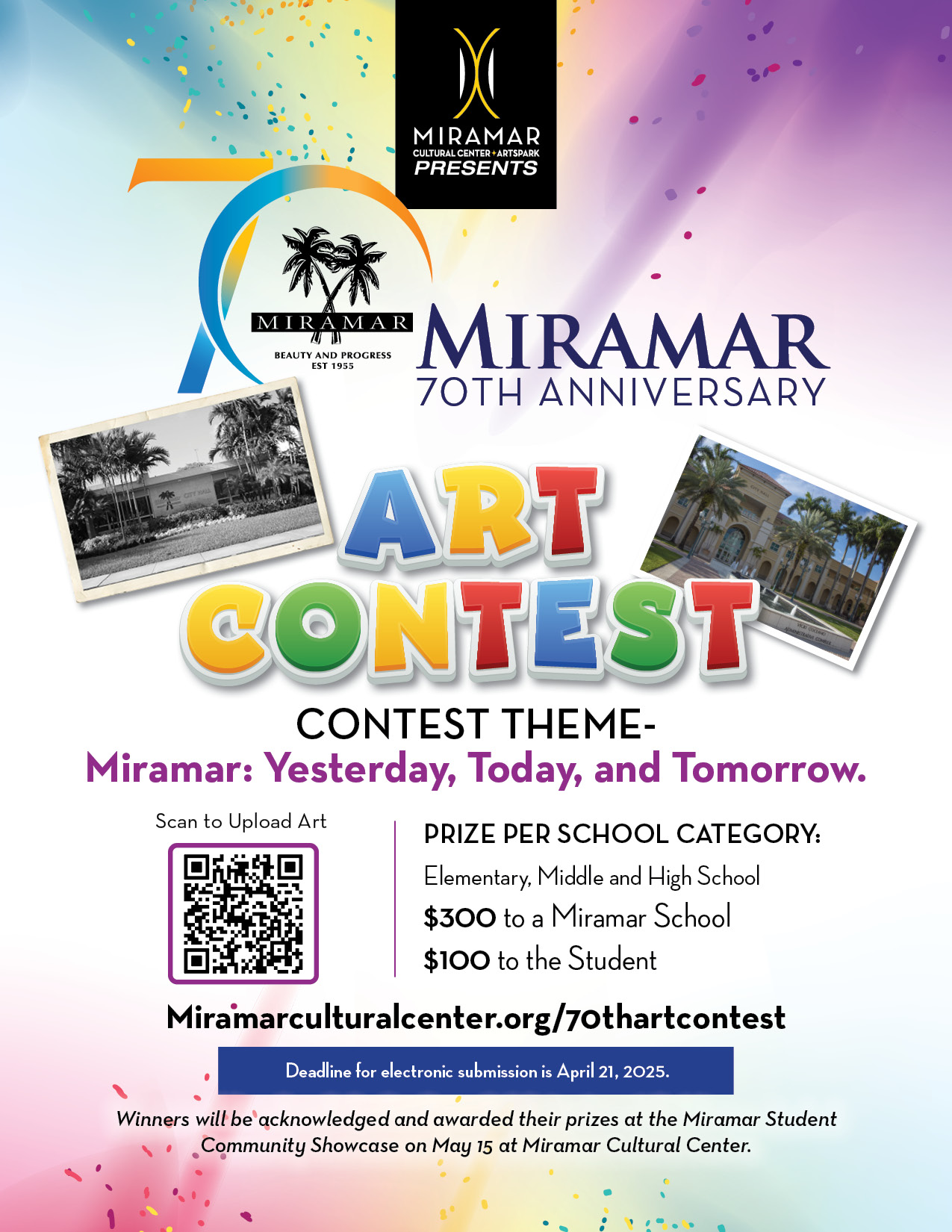 Flyer promoting miramar 70th art contest