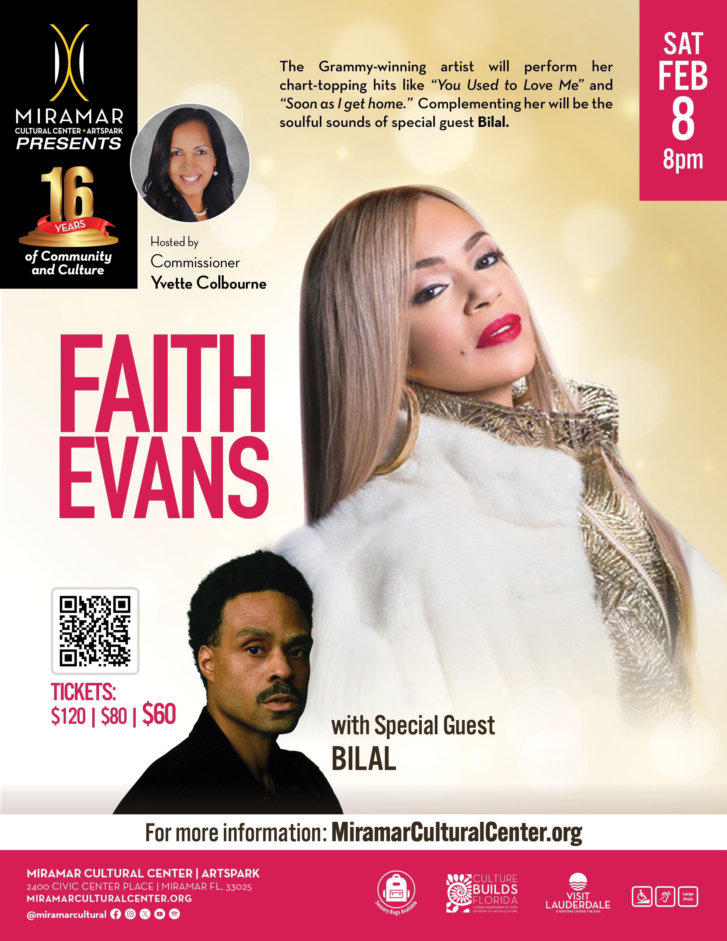 Flyer promoting Faith Evans show at MCC on February 8 at 8PM